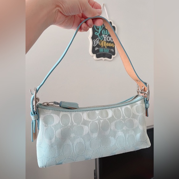 ❌SOLD FACEBOOK❌ Authentic COACH #6371 EAST WEST DEMI Icy Blue Purse ❄️ - Picture 6 of 12